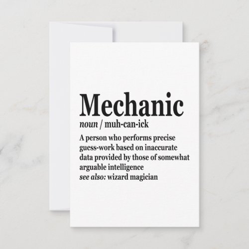 Diesel Mechanic Definition Funny Repairman Father  Thank You Card