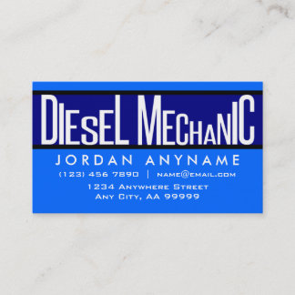 Diesel Mechanic Funky Text Blue Business Card