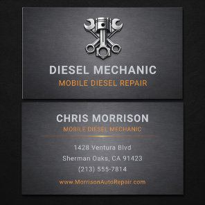 Diesel Mechanic Metallic Business Card