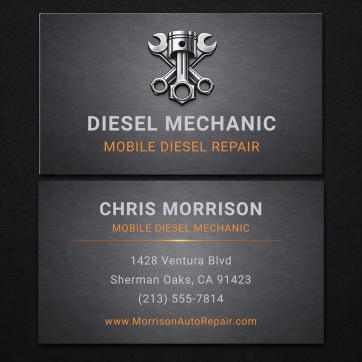 Diesel Mechanic Metallic Business Card