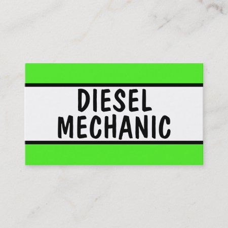 Diesel Mechanic Neon Green Business Card