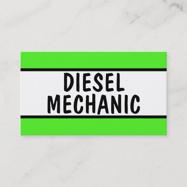 Diesel Mechanic Neon Green Business Card (Front)