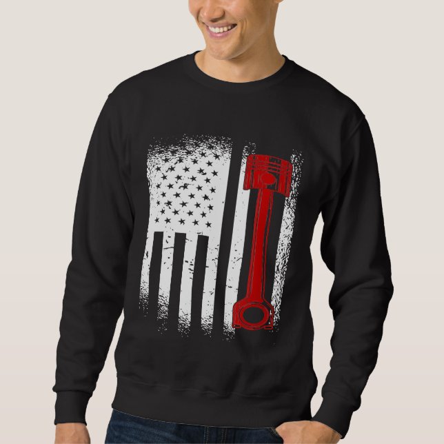 Diesel Mechanic Usa Flag Piston For Any Diesel Fan Sweatshirt (Front)