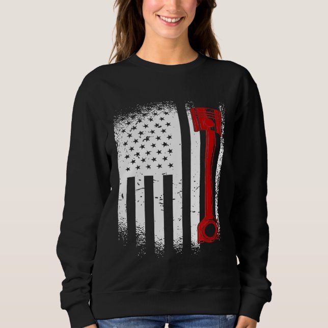 Diesel Mechanic Usa Flag Piston For Any Diesel Fan Sweatshirt (Front)