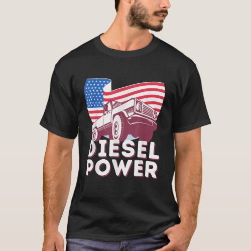 Diesel Power American Flag Diesel Mechanic Pickup  T_Shirt