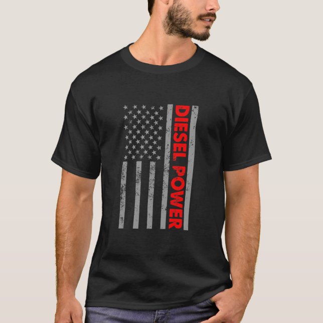 Diesel Power US Flag Truck Turbo Brothers T-Shirt (Front)
