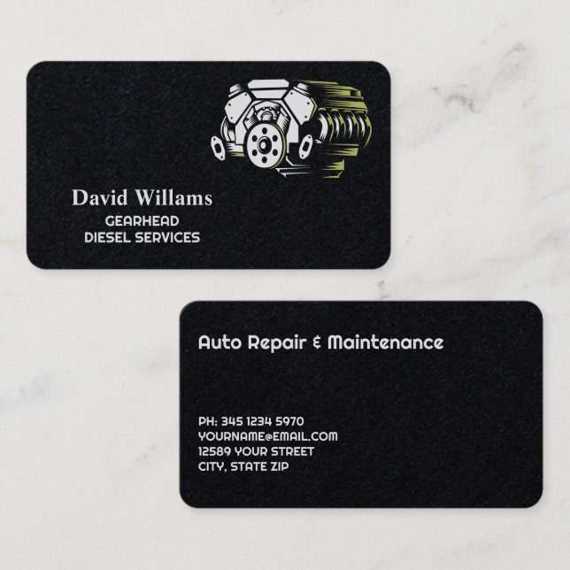 Diesel Repairs Mechanic Premium Business Card (Front/Back)