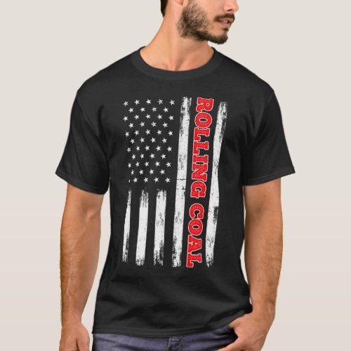 Diesel Rolling Coal American Flag Turbo Truck T_Shirt