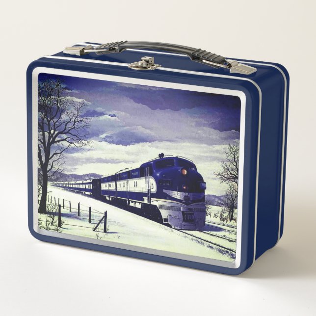 Diesel Train in Snow  Metal Lunch Box (Front)