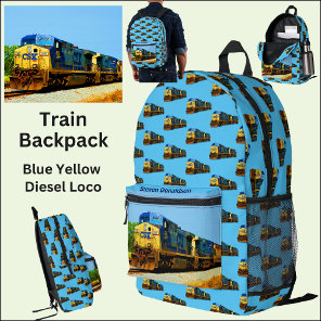 Diesel Train Locomotive Engine  - Add Name Printed Backpack