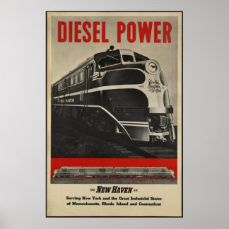 Diesel Train Vintage Travel Poster Ad Retro Prints