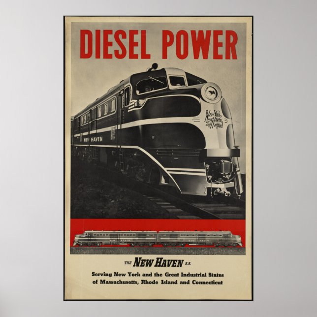 Diesel Train Vintage Travel Poster Ad Retro Prints (Front)