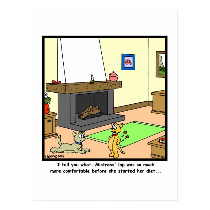 Diet Cat Cartoon Post Card