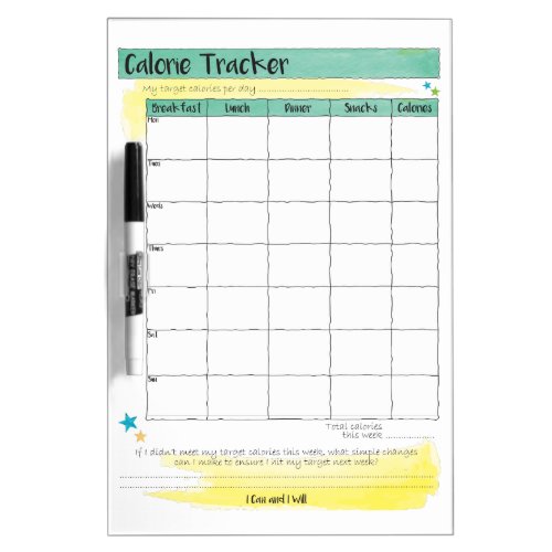 Diet Healthy Eating Meal Calorie Tracker Chart Dry Erase Board