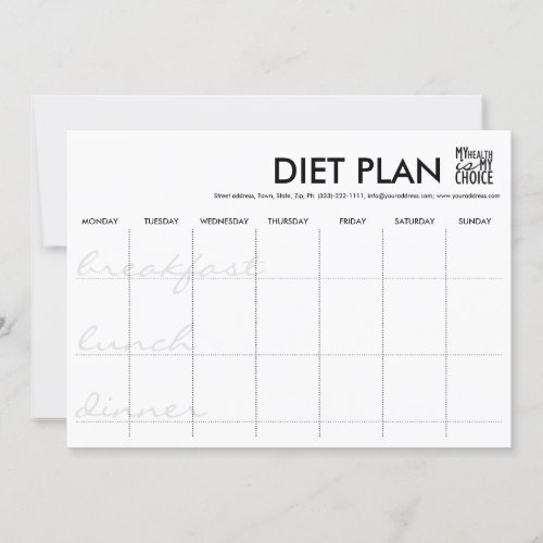 Diet Plan Fitness Coach Text Table Design Flyer Invitation