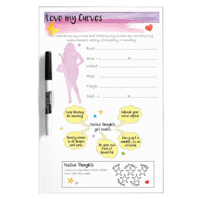 Diet Weight Loss Body Measurement Tracker Dry-Erase Board (Front)