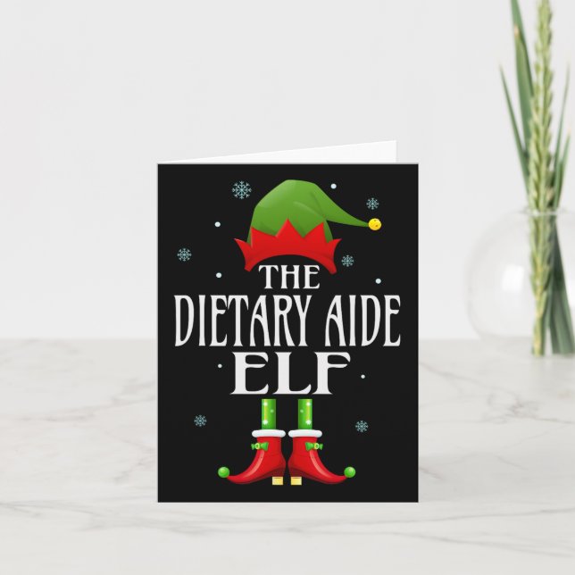 Dietary Aide Elf Xmas Funny Family Matching Christ Card (Front)