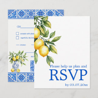 💙🍋Dietary preferences Azul & Limone Romance RSVP Card