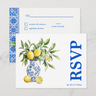 💙🍋Dietary preferences Azul & Limone Romance RSVP Card