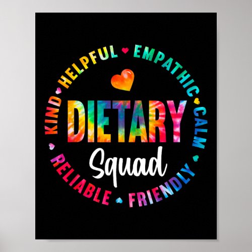 Dietary Squad Tie Dye Healthcare Worker Dietitian  Poster