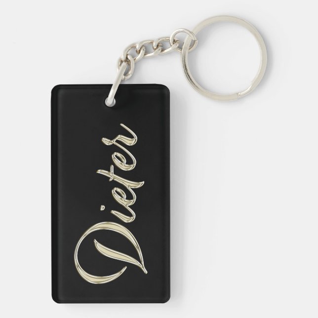 Dieter Name whitegold key trailer Keychain (Back)