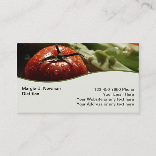 Customizable Dietician Business Cards