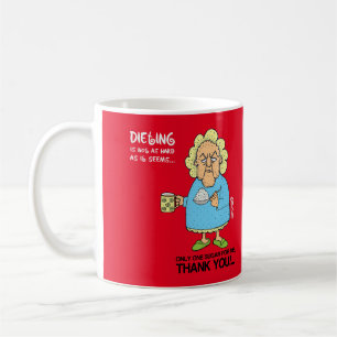 Dieting is not as hard as it seems - red cartoon coffee mug