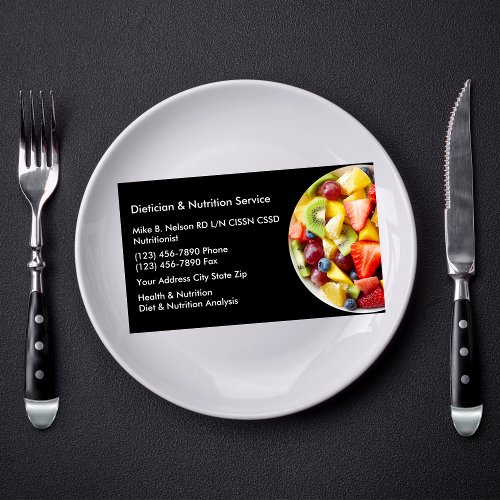 Dietitian And Nutrition Services Business Card