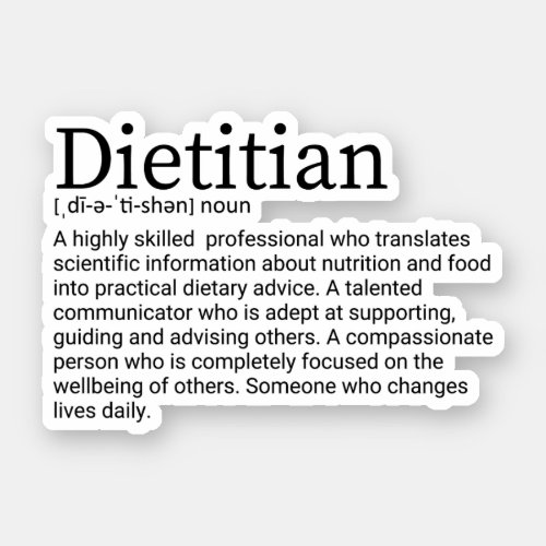 Dietitian Definition Dietetics Gift Sticker