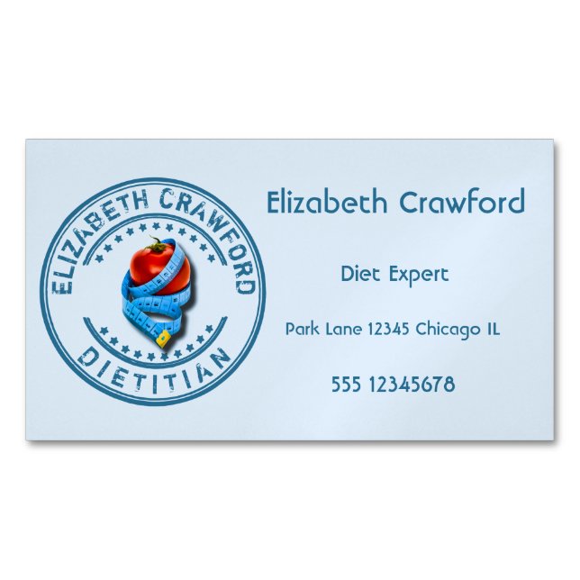 Dietitian Dietologist Doctor With Measuring Tape Business Card Magnet (Front)