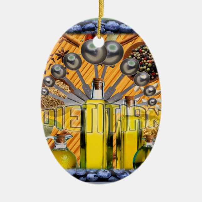 DIETITIAN FOOD COLLAGE LOGO CERAMIC ORNAMENT (Front)