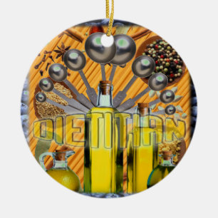 DIETITIAN FOOD COLLAGE LOGO CERAMIC ORNAMENT