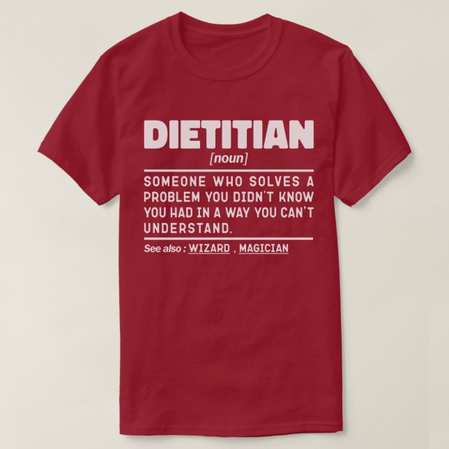 Dietitian Noun Definition Nutrition Coach Funny  T-Shirt (Design Front)