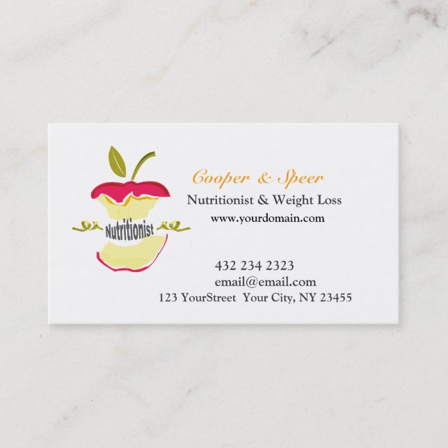 Dietitian Nutritionist  Apple Design  Business Business Card (Front)