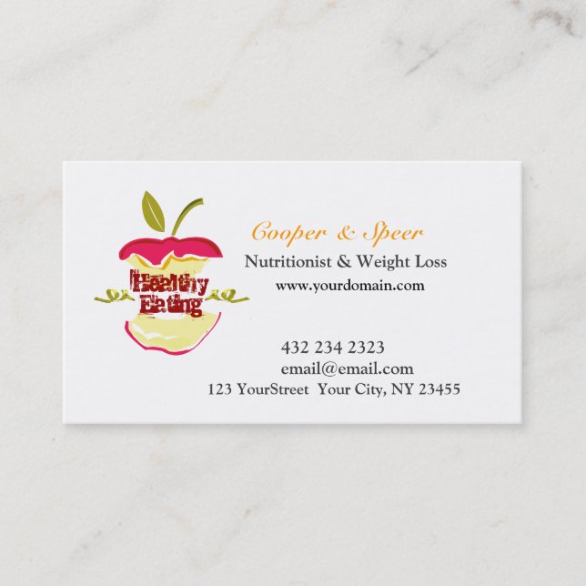 Dietitian Nutritionist  Apple Design  Business Card (Front)