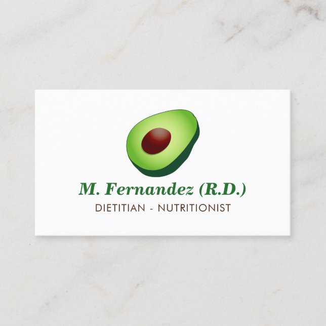 Dietitian nutritionist avocado logo business card (Front)