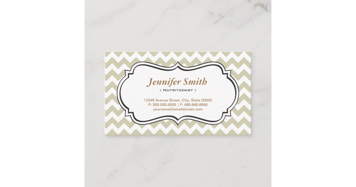 Dietitian Nutritionist - Chevron Simple Jasmine Business Card | Zazzle