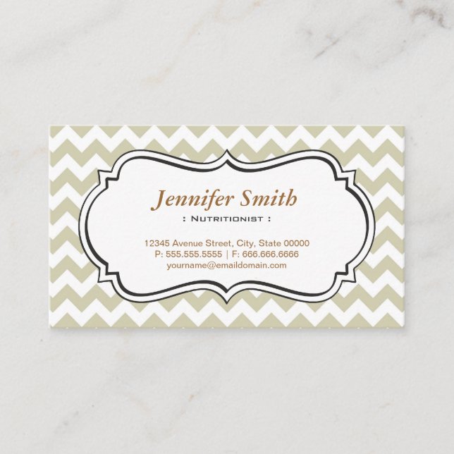 Dietitian Nutritionist - Chevron Simple Jasmine Business Card (Front)
