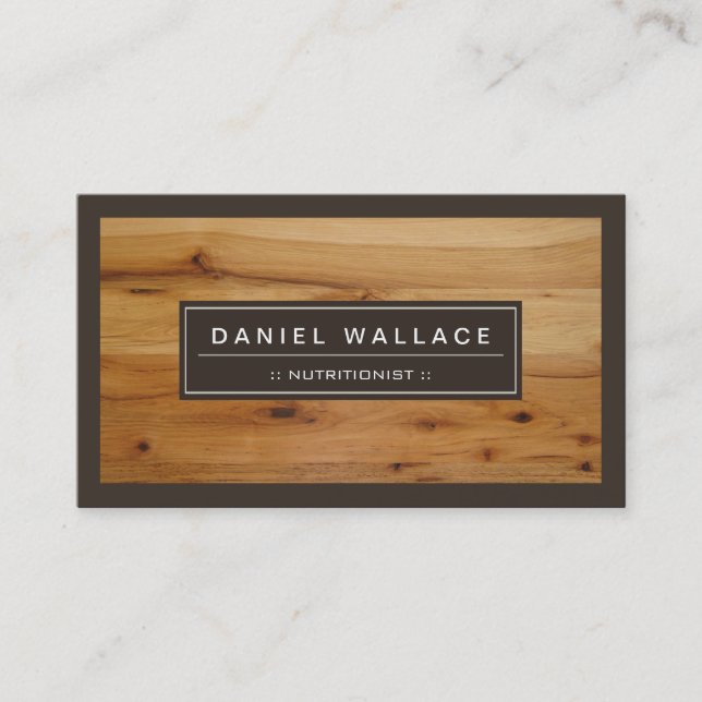 Dietitian Nutritionist - Classy Wood Grain Look Business Card (Front)