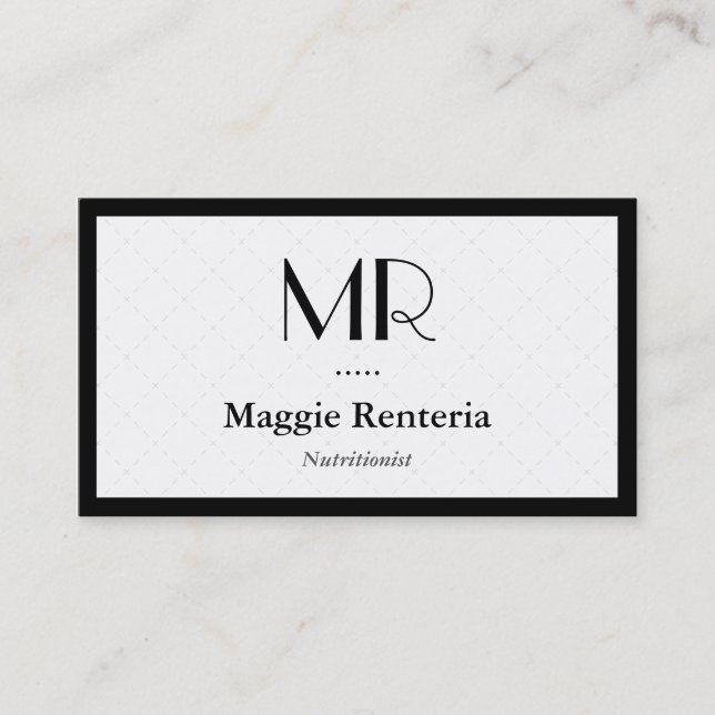 Dietitian Nutritionist - Clean Stylish Monogram Business Card (Front)