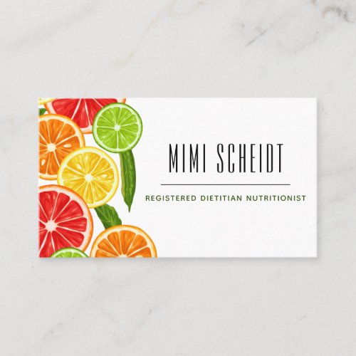 Dietitian Nutritionist Colorful Citrus Fresh Fruit Business Card