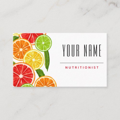 Dietitian Nutritionist Colorful Citrus Fruit Clean Business Card