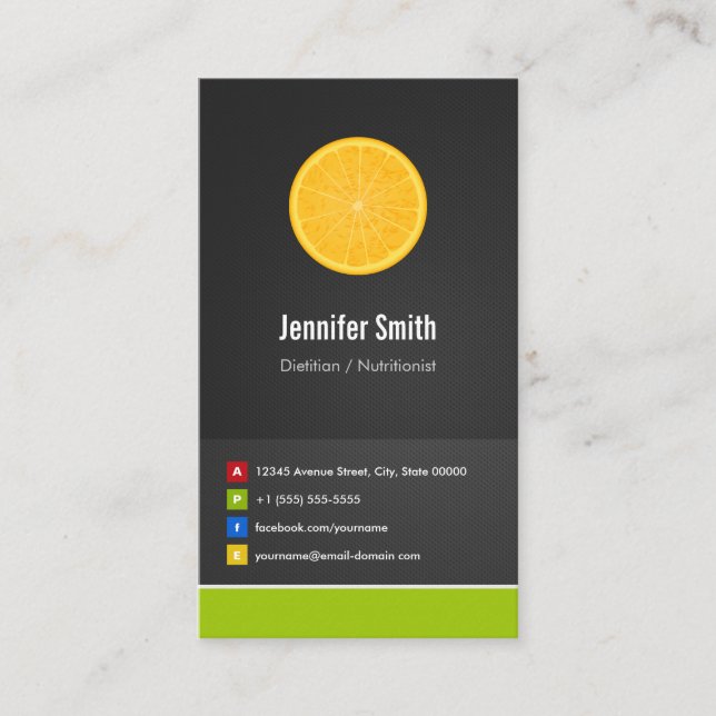 Dietitian / Nutritionist Diet Creative Innovative Business Card (Front)