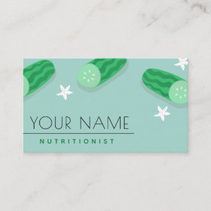 Dietitian Nutritionist Food Industry Cute Cucumber Business Card