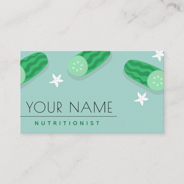 Dietitian Nutritionist Food Industry Cute Cucumber Business Card (Front)