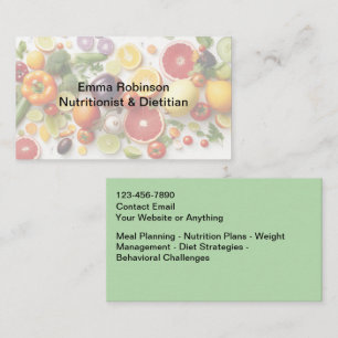 Dietitian Nutritionist Food Theme Business Cards