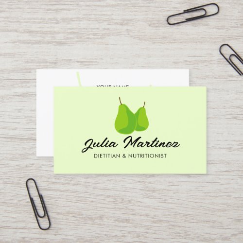 Dietitian nutritionist green pear fruit logo business card