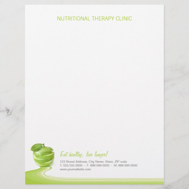 Dietitian Nutritionist Healthy Eating letterhead (Front)