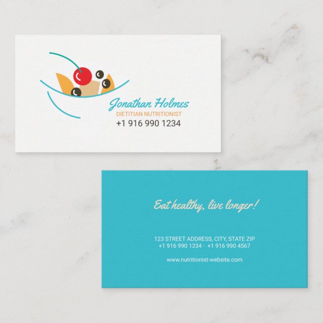 Dietitian Nutritionist Healthy Food Cook Business Card (Front/Back)