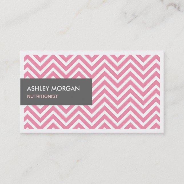 Dietitian Nutritionist - Light Pink Chevron Zigzag Business Card (Front)